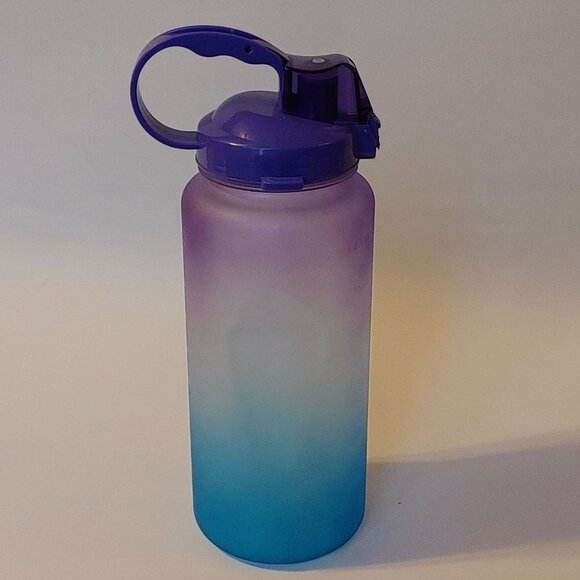 Motivational Water Bottle 64oz. Ombre Straw and Pop Top Lid 2000ml - Picture 1 of 14